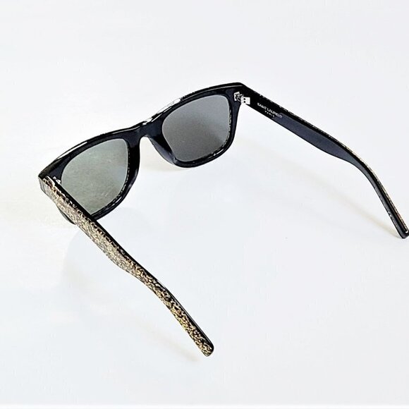 NWT Stunning Saint Laurent Gold Glitter 50mm Square Sunglasses - Picture 5 of 12